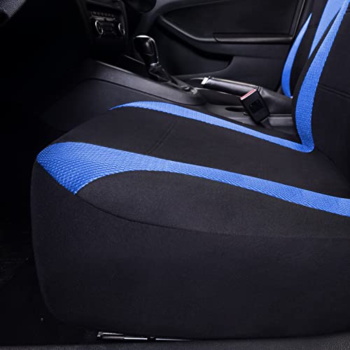 Autoyouth Pu Leather Front Car Seat Covers Fashion Style High Back Bucket Car Seat Cover Auto Interior Car Seat Protector 2Pcs For Toyota,2Pc (Black & Blue, 2 Fronts-High Bucket) #TOP3
