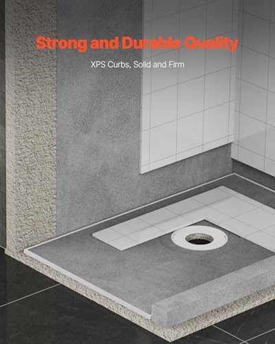 VEVOR 38"x60" Shower Kit with Curb, Waterproofing Membrane Thickened Shower Base EPS Material, 6.3" Central Drain Easy to Cut with 2 Waterproof Cloths, Shower Pan Slope Sticks Fit, for Bathroom - Image 5