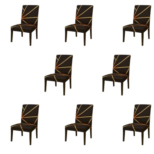 Homerz Premium Pack of 8 Elastic Stretchable Dining Chair Cover, Removable Washable Elastic Floral Printed Dining Chair Covers seat Cushion pad Wooden (Rays, Pack of 8)