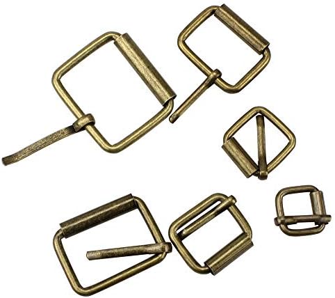 Hysagtek 60 Pcs Bronze Metal Roller Buckles Belts Hardware Pin Buckle for Bags Leather Belt Strap Hand DIY Accessories, 6 Size - 1.3/1.18/1/ 0.79/0.67/0.51 Inch