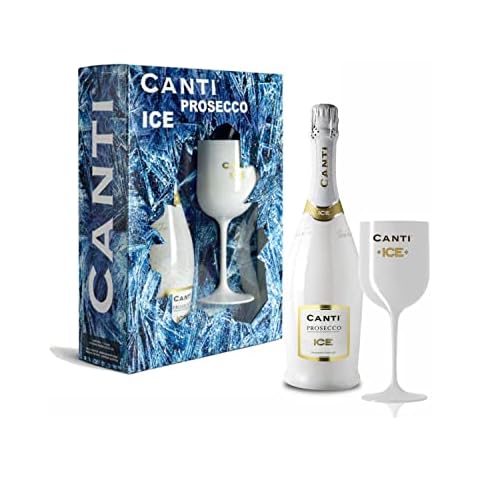 Canti Prosecco Doc ICE Sparkling Demi Sec Wine + Glass Gift Pack - 1x750 ml White Cover