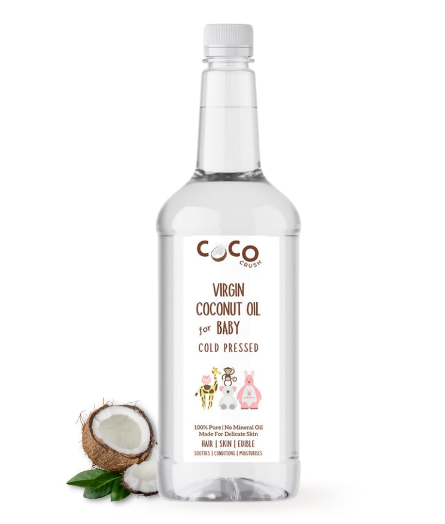 Coco Crush Virgin Coconut Oil For Baby Hair & Skin Massage | Cold Pressed & 100% Natural | Prevents Diaper Rash, Certified Organic (50Ml)