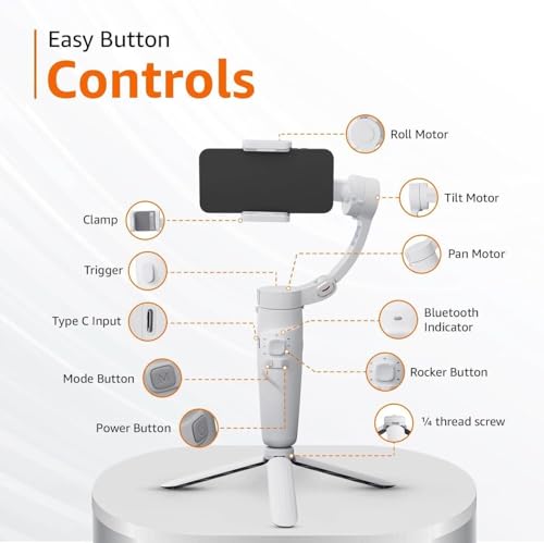 Image of M1 Foldable Mobile Gimbal Stabilizer for Smartphones | 3-Axis Handheld Phone Stabilizer with Face Tracking, Rechargeable Battery & Tripod for Vlogging, Video Shooting & Live Streaming