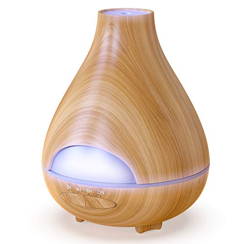 Aroma Essential Oil Diffuser New Model No Condensation with Waterless Auto Shut-Off - Aromatherapy Ultrasonic Wood Grain Burner 530 Ml - 16 h - Air Humidifier for Home, Office, Spa