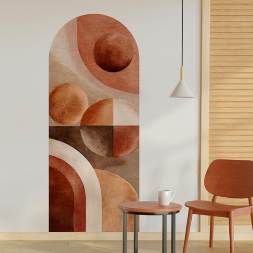 Image of PAPER PLANE DESIGN Boho Arch Wall Mural - Peel & Stick Botanical Wallpaper with Earthty Tone Plant - Waterproof Self Adhesive Canvas Texture for Living Room, Entryway - Size: 6ft x 2.5ft (D)
