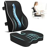 Memory Foam Seat Cushion Lumbar Support Pillow for Office Chair and Car