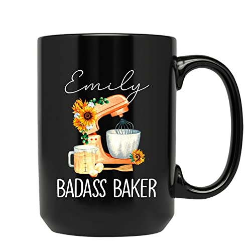 Custom Name Mug Gift for Baker, Patissier, Baking Mug, Gift for Baking Lover, Badass Baker Mug, Personalized Baker Coffee Mug, Baker Gifts, Baker Cup, Pastry Baker Mug, Black Mug 11oz, 15oz
