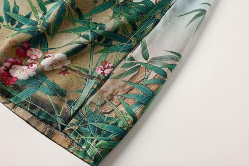 Image of Women's Silk Kimono Robe Short Bathrobe Nightgown 100% Mulberry Silk for Women - Classic Floral Pattern