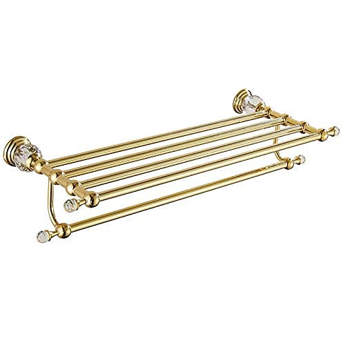 Porte-serviettes de salle de bain suspendu étagère de rangement murale acier inoxydable et cristal
