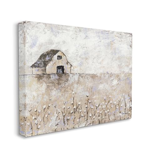 Image of 'White Barn Distressed Landscape'| Canvas Art | Stupell Industries | 40 x 30 Inches, Easy to Hang and Sturdy, Made in USA, by Britt Hallowell