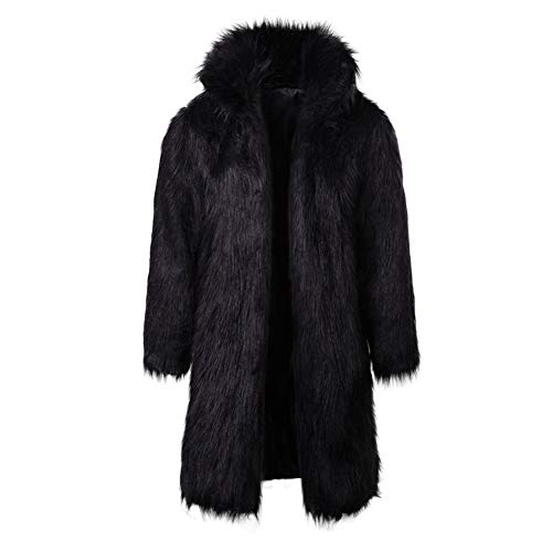 Lisa Colly Men's Faux Fur Coat Jacket Winter Fluffy Coat Outwear Long Parka Overcoat2