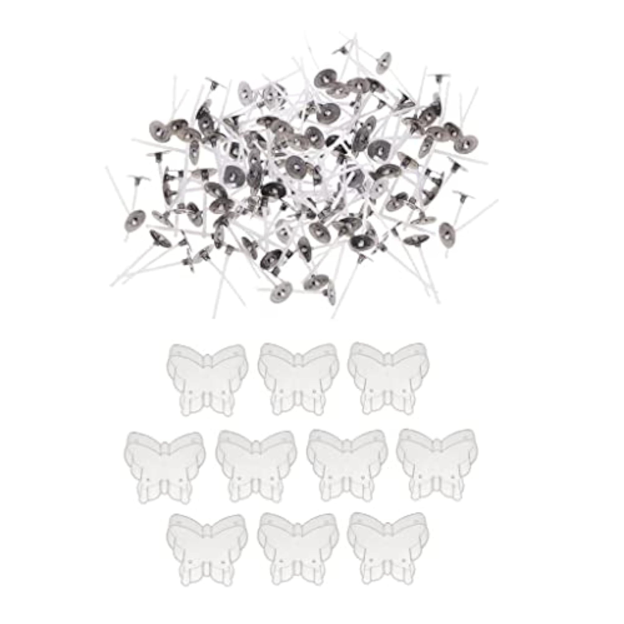 200Pcs Pre-Waxed Candle Wick and 10Pcs Pp Butterfly Tealight Empty Cup