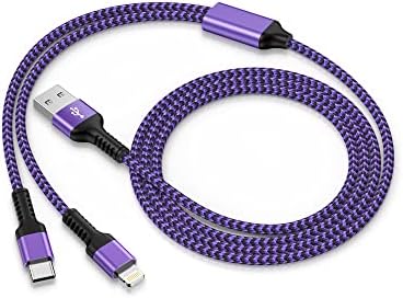 Multi Charger Cable, Lightning and USB C 2 in 1 Charging Cable for iPhone