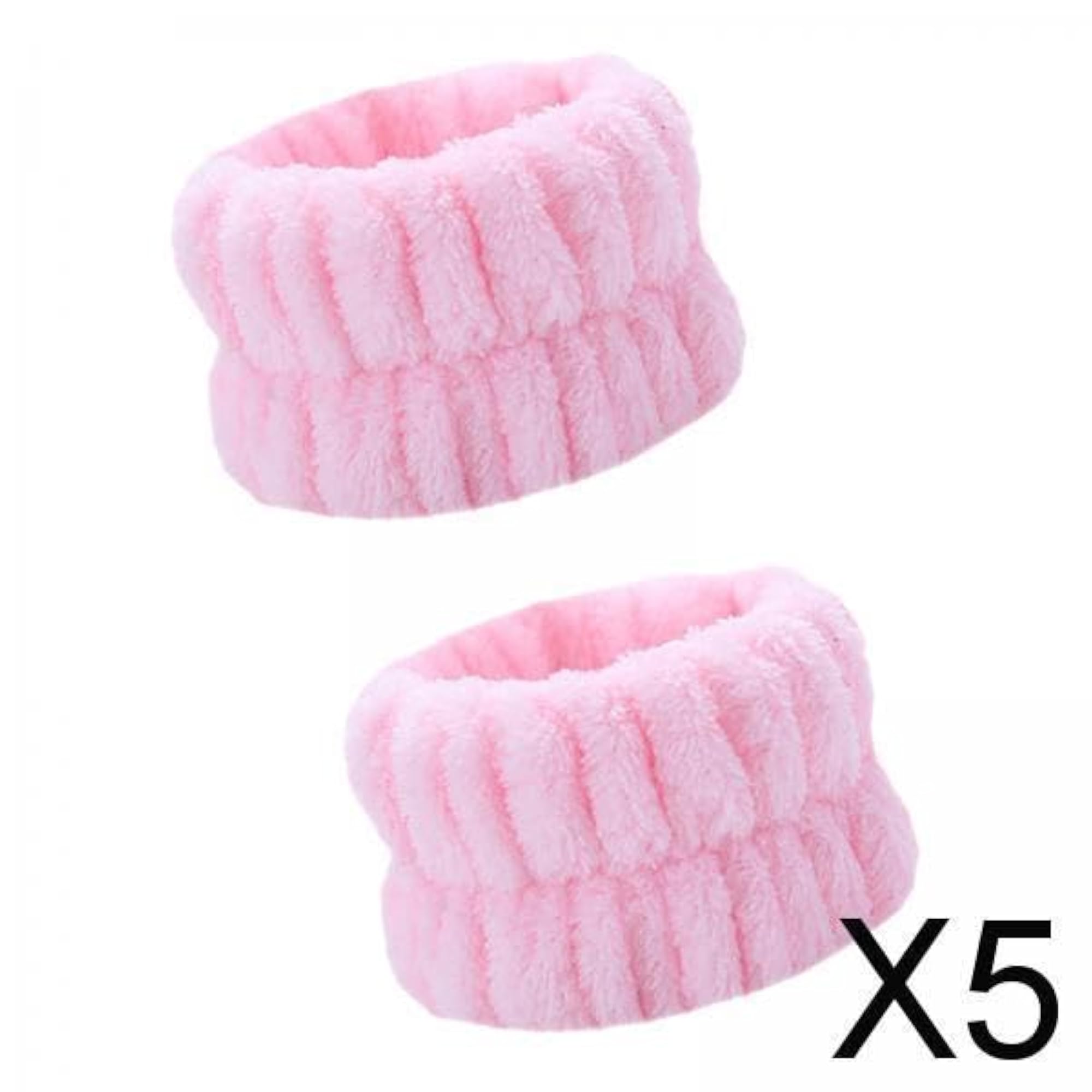 5pc Portable Absorbent Wrist Wash Band Towels, Pink