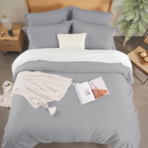 NEXHOME PRO Duvet Cover Set King, 100% Organic Viscose from Bamboo, Washed Brushed Ultra Soft Bedding Breathable for Hot Sleepers, 3-Piece (1 Duvet Cover 2 Pillowcases), No Comforter, 104’’x90’’ by NEXHOME PRO - Used condition - Image 4