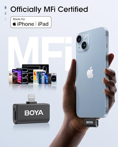 Image of BOYA Omic Button Shape Wireless Microphone with Charging Case (Matt-Black)