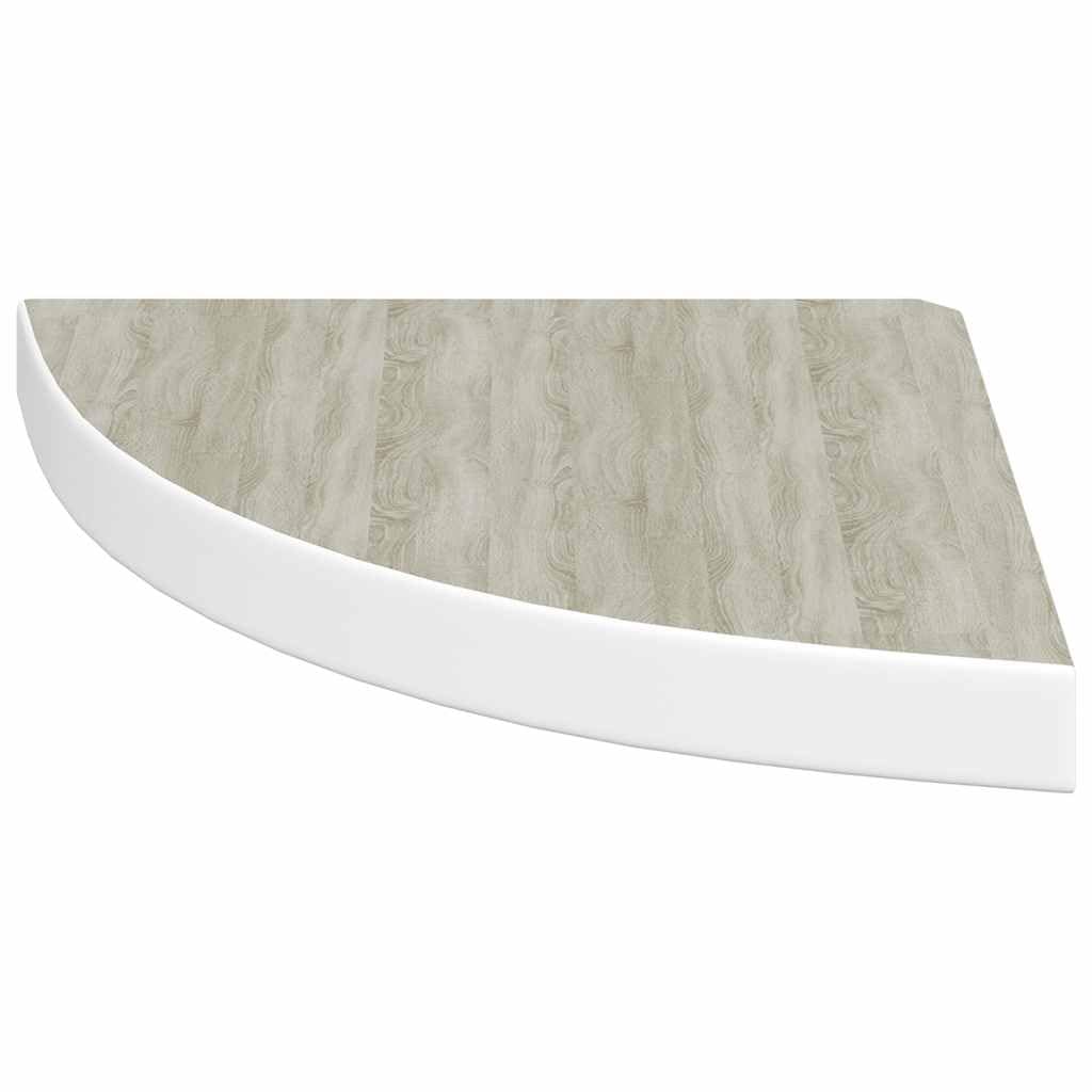 Juego de 4 estanterías de esquina de madera de densidad media con soporte invisible para salón, dormitorio y pasillo (roble y blanco), 35 x 35 x 3,8 cm
