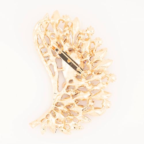 Image of Rhinestone Crystal Big Large Brooch Pin Jewerly Accessory Wing shape Gold Tone
