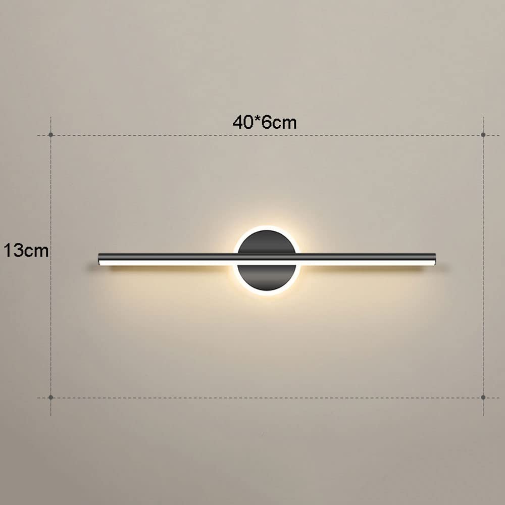 Lampada da specchio per bagno a LED Lampada da parete per vanità nera, Apparecchio di illuminazione frontale per specchio per trucco sopra l'armadietto a specchio, Luci per specchio da toeletta linear
