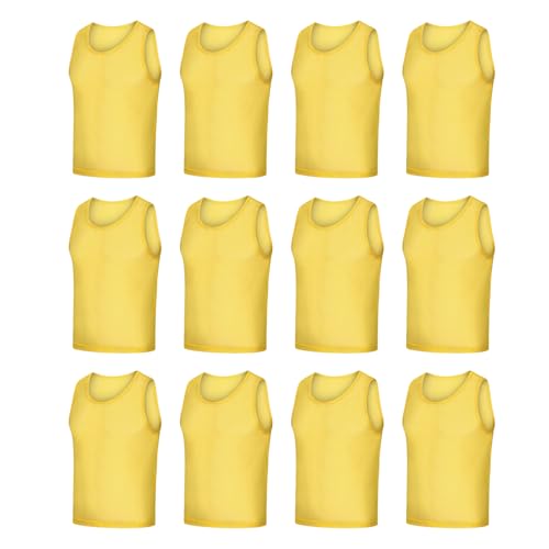 Aurgiarme 12Pcs Training Vests Team Practice Vests Soccer Bibs Athletic Pinnies Sports Training Bibs Training Vests