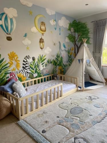 HOMEforDREAMS Cama de Suelo para niños H4D-25: Marco de Cama Inspirado en Montessori para Promover la Independencia de los niños (Madera Natural, 160x70cm)
