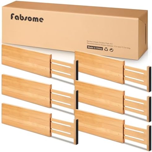 Fabsome Dresser Drawer Organizers 6 Pack, 4.65'' High Adjustable ...