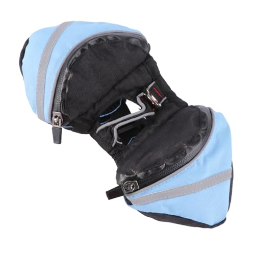 GRIRIW Pet Dog Backpack for Outdoor Travel Dog Saddlebag with Fluorescent Safety Band Breathable and Durable Hound Pack for Hiking and Camping Blue