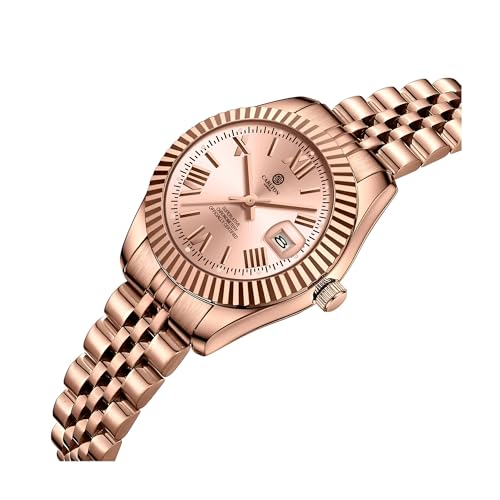 Image of Carlton London Harper Women Analog Watch, Round Dial, Stainless Steel Strap, Quartz Movement, Rose Gold Finish, 30M Water Resistant |