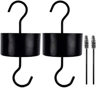 Ant Moat for Hummingbird feeders, Ant Guard Accessory Hooks for Oriole Feeders, Large Size Get Rid of All Ants in Nectar Feeder for Outdoors (2 Hook + 2 Brush)- Black