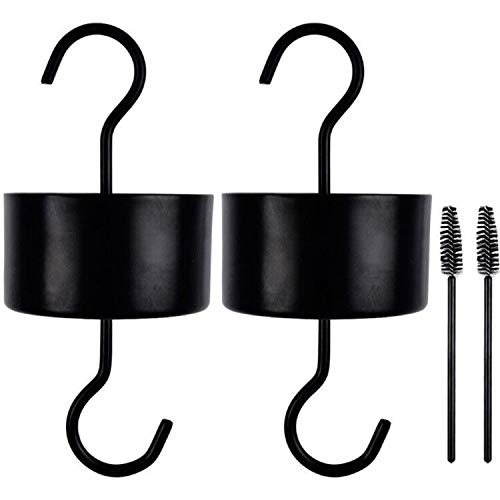 Ant Moat For Hummingbird Feeders, Ant Guard Accessory Hooks For Oriole Feeders, Large Size Get Rid Of All Ants In Nectar Feeder For Outdoors (2 Hook + 2 Brush)- Black #TOP6