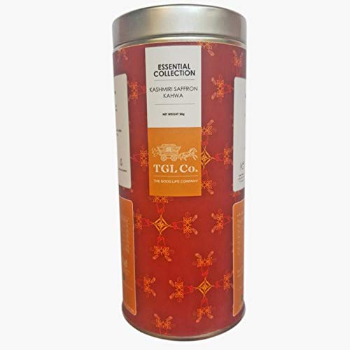 TGL Co. LUXURY TEAS Kashmiri Saffron Kahwa Green Leaf Tea, (50g, Makes 25 Cups)