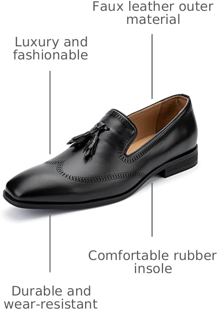 Amazon.com | Meijiana Men's Tassel Loafers - Dress Shoes, Black-05