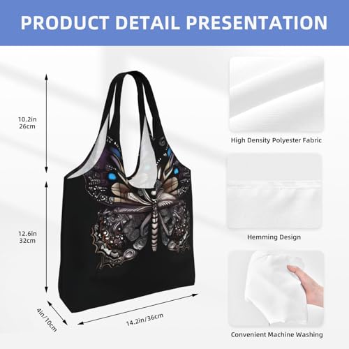 Science Butterfly Printed canvas bag Women's fashionable shoulder bag4