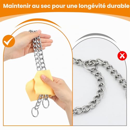 HAPPY HACHI Collier Chaîne Chien Métal, Chaînon 3,5mm, Longueur 60cm, M – vue 6