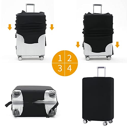 Flower Letter Black Luggage Cover, Elastic Washable Stretch Suitcase Protector Anti-Scratch Travel Suitcase Cover for Kid and Adult (Letter C, L (for 26-28 inch suitcase))4