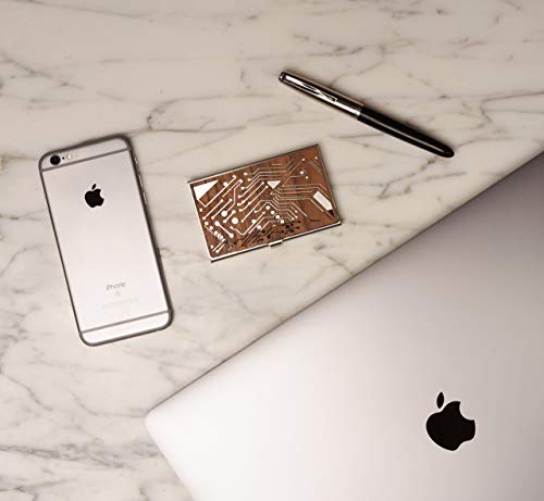 Gold And Grain Detroit | Professional Wood Business Card Holder Case, Stainless Steel Credit Card Id Holder Rfid Blocking Metal, Travel Wallet For Men Or Women. Fathers Day Gift - Circuit Board #TOP4