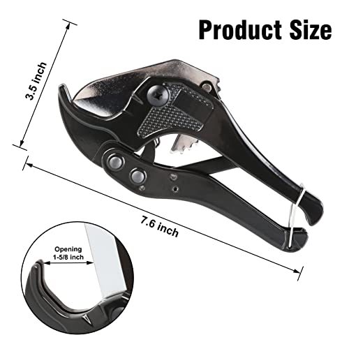 Iwork Pvc Cutter 1-5/8", Pvc Pipe Cutter, Ratcheting Pvc Cutter For Pvc, Pex Ppr Plastic Pipes, Hoses And Plumbing Pipes, Black (410-708) #TOP1