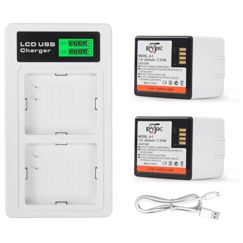REYTRIC 2-Pack A-1 Batteries with Dual LCD Charger for Arlo Pro, Arlo Pro 2 Battery Compatible with Arlo VMC4030 VMC4030P VMS4230 VMS4430 VMS4530 VMS4430P VMS4530P-100NAR Camera VMA4400 A-1 Battery Cover