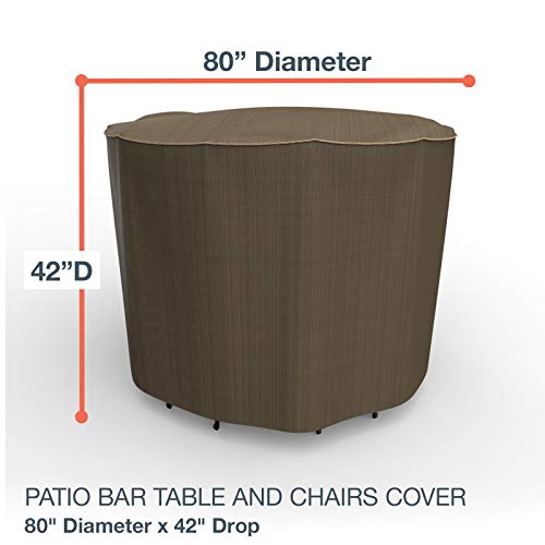 Budge Stormblock Hillside Patio Bar Table And Chairs Cover Premium, Outdoor, Waterproof, Large, Black And Tan Weave #TOP1