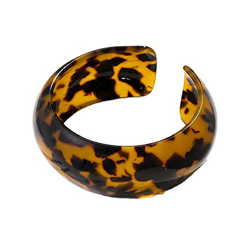 Caiyao Colorful Lightweight Chunky Thick Acrylic Leopard Print Wrap Bracelets Vintage Acetic Acid Tortoise Shell Wide Open Resin Cuff Bangle Jewelry for Women Teens-Leopard by Caiyao - Used condition - US$5.06
