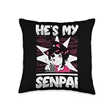 He's my senpai for a Anime Girl Kawaii Funny Anime Throw Pillow