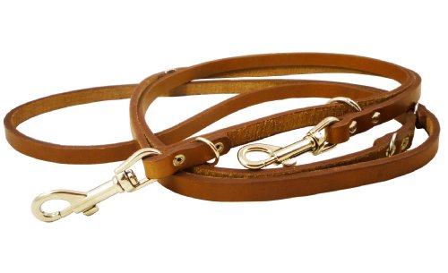 Dogs My Love 6-Way European Multifunctional Leather Dog Leash, Adjustable Schutzhund Lead Brown 41"-78" Long, 1/2" Wide (12 Mm) #TOP3