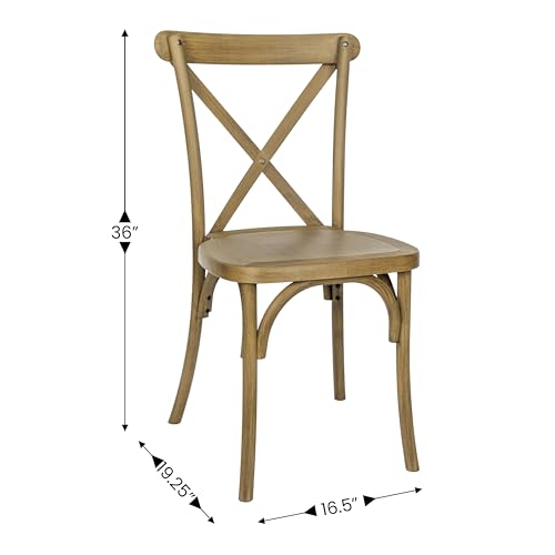 Flash Furniture L-9-M2-CHSNT-GG Hercules Commercial Indoor/Outdoor Cross Back Chair, Wood Look, Weather-Resistant, Lightweight Design, Versatile Use, Chestnut thumb #4