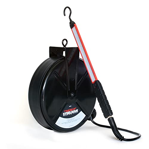Steelman 500-Lumen LED Extra Slim Shop Work Light with 40-Foot Retractable Cord Reel UV and Weather Resistant Magnetic Mount (99761)