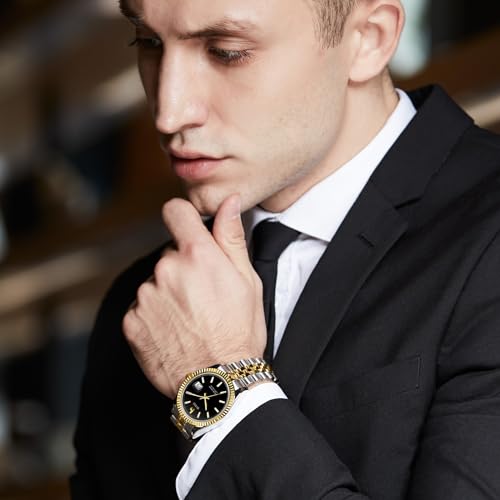 Image of BUREI Men's Classic Luxury Watch Stainless Steel Waterproof Machine Watch Fashion Double Watches Date Sapphire Crystal