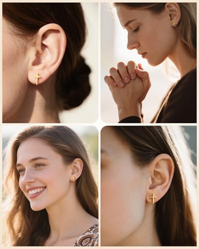 Cross Earrings for Women Teen Girls, Christian Jewelry Religious Easter Gift with Meanningful Quote Card2
