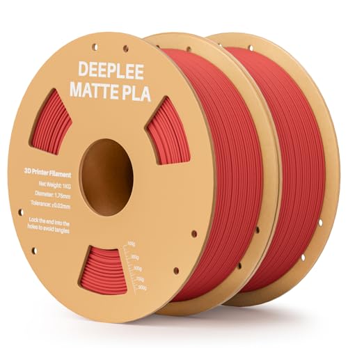 Image of Matte PLA Filament 1.75mm, 3D Printer Filament Dimensional Accuracy + /- 0.02mm, No Clogging, Higher Toughness, Cardboard Spool 3D Filament, 2 Pack Ruby Red