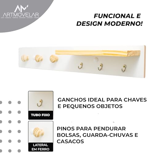ArtMovelar - Porta-Chaves de Parede - Gancho de Parede, Organizadores de Parede com 2 Pinos, Decoraç