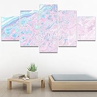SIGNWIN 5 Panel Canvas Wall Art Modern Art 3D Abstract Abstract Brushstroke Contemporary Digital Art Fun Multicolor for Home Decorations Ready to Hang - 60