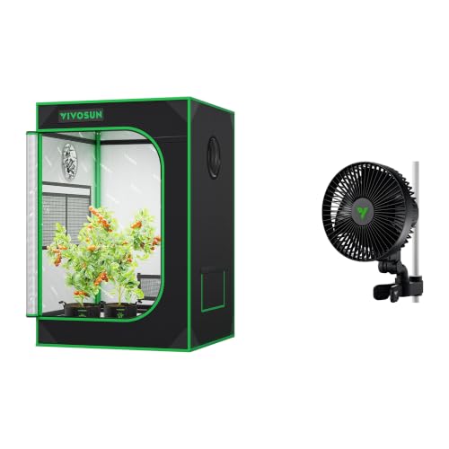 VIVOSUN VIVOSUN S223 2x2 Grow Tent 24"x24"x36" Small Mylar Tent for Indoor Plants and AeroWave A6 Grow Tent Clip Fan, 6" Auto Oscillating Fan, 1-Pack
